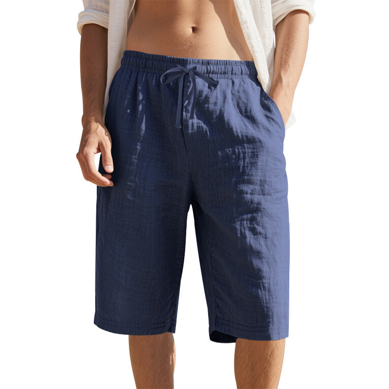 Men's Linen Drawstring Waist Casual Shorts