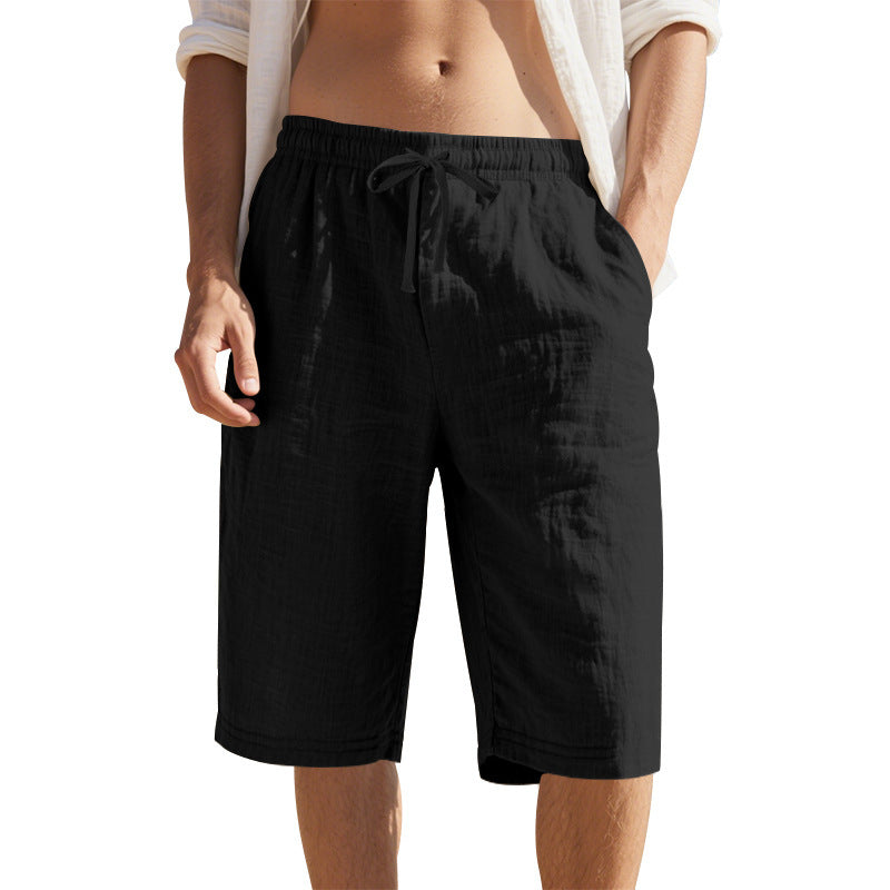 Men's Linen Drawstring Waist Casual Shorts