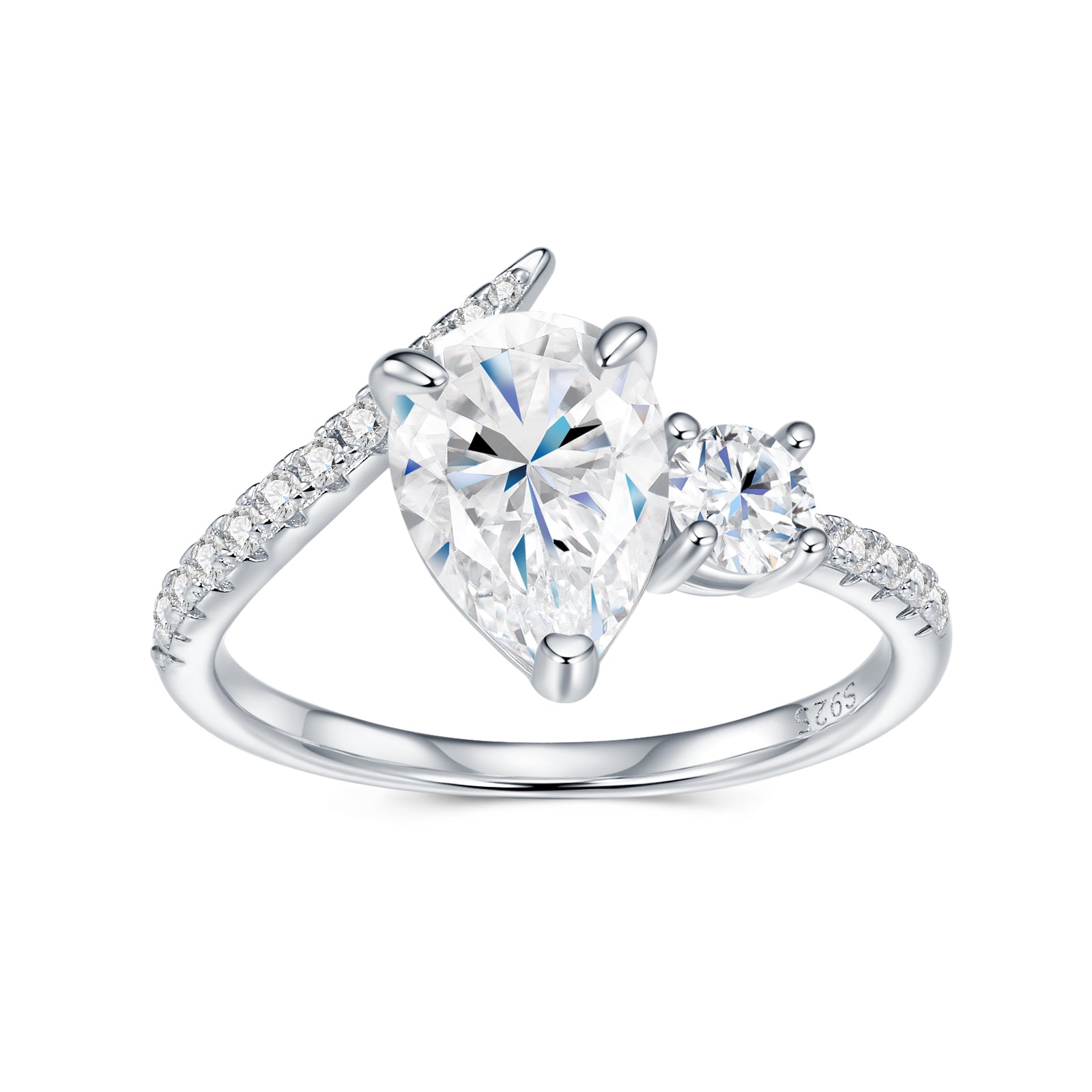Engraved With Top-quality Moissanite, This Luxurious And Fashionable Minimalist Jewelry Set Features Exquisite Silver Accessories For Ladies. Made Of S925 Silver With Electroplated Platinum.